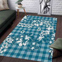 Hibiscus Pakala Ocean Depths Blue Area Rug Tropical Floral Stylized - Polynesian Pride