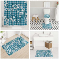 Hibiscus Pakala Ocean Depths Blue Bathroom Set Tropical Floral Stylized - Polynesian Pride