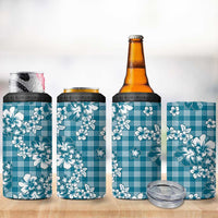 Hibiscus Pakala Ocean Depths Blue 4 in 1 Can Cooler Tumbler Tropical Floral Stylized - Polynesian Pride