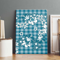 Hibiscus Pakala Ocean Depths Blue Canvas Wall Art Tropical Floral Stylized - Polynesian Pride