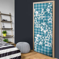 Hibiscus Pakala Ocean Depths Blue Door Cover Tropical Floral Stylized - Polynesian Pride