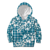 Hibiscus Pakala Ocean Depths Blue Kid Hoodie Tropical Floral Stylized - Polynesian Pride