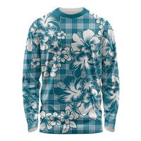 Hibiscus Pakala Ocean Depths Blue Long Sleeve Shirt Tropical Floral Stylized - Polynesian Pride