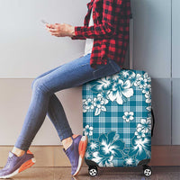 Hibiscus Pakala Ocean Depths Blue Luggage Cover Tropical Floral Stylized - Polynesian Pride