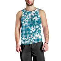 Hibiscus Pakala Ocean Depths Blue Men Tank Top Tropical Floral Stylized - Polynesian Pride