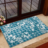 Hibiscus Pakala Ocean Depths Blue Rubber Doormat Tropical Floral Stylized LT01 - Polynesian Pride