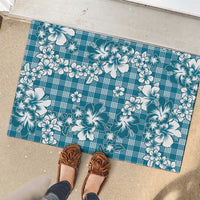Hibiscus Pakala Ocean Depths Blue Rubber Doormat Tropical Floral Stylized LT01 - Polynesian Pride