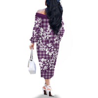 Hibiscus Pakala Sweetie Purple Family Matching Off The Shoulder Long Sleeve Dress and Hawaiian Shirt Tropical Floral Stylized - Polynesian Pride
