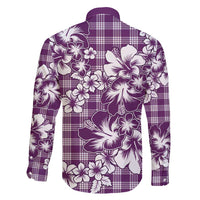 Hibiscus Pakala Sweetie Purple Family Matching Off Shoulder Short Dress and Hawaiian Shirt Tropical Floral Stylized - Polynesian Pride