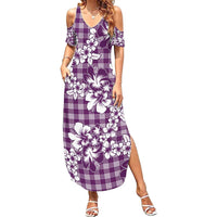 Hibiscus Pakala Sweetie Purple Family Matching Summer Maxi Dress and Hawaiian Shirt Tropical Floral Stylized - Polynesian Pride