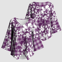 Hibiscus Pakala Sweetie Purple Kimono Sleeve Blouse Tropical Floral Stylized - Polynesian Pride