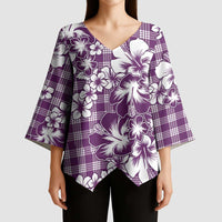 Hibiscus Pakala Sweetie Purple Kimono Sleeve Blouse Tropical Floral Stylized - Polynesian Pride
