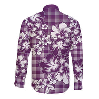 Hibiscus Pakala Sweetie Purple Long Sleeve Button Shirt Tropical Floral Stylized - Polynesian Pride