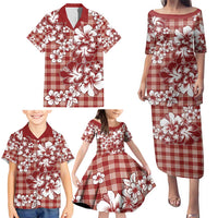 Hibiscus Pakala Fantasy Red Family Matching Puletasi and Hawaiian Shirt Tropical Floral Stylized - Polynesian Pride