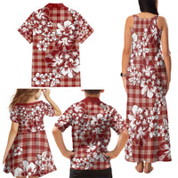Hibiscus Pakala Fantasy Red Family Matching Tank Maxi Dress and Hawaiian Shirt Tropical Floral Stylized - Polynesian Pride
