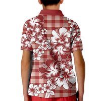 Hibiscus Pakala Fantasy Red Kid Polo Shirt Tropical Floral Stylized - Polynesian Pride