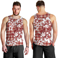 Hibiscus Pakala Fantasy Red Men Tank Top Tropical Floral Stylized - Polynesian Pride