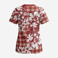 Hibiscus Pakala Fantasy Red Scrub Top Tropical Floral Stylized LT01 - Polynesian Pride
