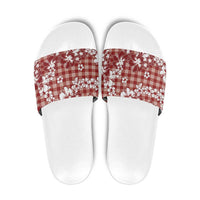 Hibiscus Pakala Fantasy Red Slide Sandals Tropical Floral Stylized - Polynesian Pride