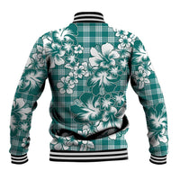 Hibiscus Pakala Aqua Teal Baseball Jacket Tropical Floral Stylized LT01 - Polynesian Pride