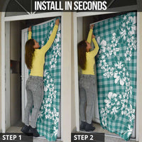 Hibiscus Pakala Aqua Teal Door Cover Tropical Floral Stylized - Polynesian Pride