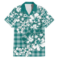 Hibiscus Pakala Aqua Teal Family Matching Mermaid Dress and Hawaiian Shirt Tropical Floral Stylized - Polynesian Pride