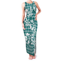Hibiscus Pakala Aqua Teal Family Matching Tank Maxi Dress and Hawaiian Shirt Tropical Floral Stylized - Polynesian Pride