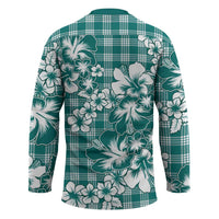 Hibiscus Pakala Aqua Teal Hockey Jersey Tropical Floral Stylized LT01 - Polynesian Pride