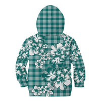 Hibiscus Pakala Aqua Teal Kid Hoodie Tropical Floral Stylized - Polynesian Pride