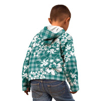 Hibiscus Pakala Aqua Teal Kid Hoodie Tropical Floral Stylized - Polynesian Pride