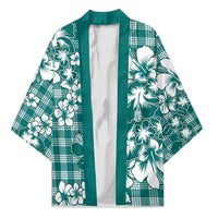 Hibiscus Pakala Aqua Teal Kimono Tropical Floral Stylized LT01 Unisex Teal - Polynesian Pride