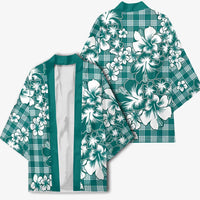Hibiscus Pakala Aqua Teal Kimono Tropical Floral Stylized LT01 - Polynesian Pride