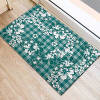 Hibiscus Pakala Aqua Teal Rubber Doormat Tropical Floral Stylized LT01 - Polynesian Pride