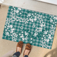 Hibiscus Pakala Aqua Teal Rubber Doormat Tropical Floral Stylized LT01 - Polynesian Pride