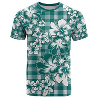 Hibiscus Pakala Aqua Teal T Shirt Tropical Floral Stylized - Polynesian Pride