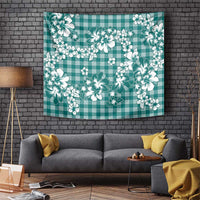 Hibiscus Pakala Aqua Teal Tapestry Tropical Floral Stylized - Polynesian Pride
