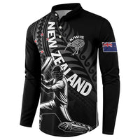 Custom New Zealand Cricket Button Sweatshirt Maori Kiwi Black Fern