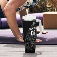 Custom New Zealand Cricket Tumbler With Handle Maori Kiwi Black Fern LT01 - Polynesian Pride
