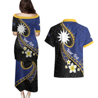 Personalised Nauru Couples Matching Puletasi and Hawaiian Shirt Naoero Proud Plumeria