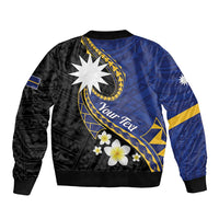 Personalised Nauru Sleeve Zip Bomber Jacket Naoero Proud Plumeria LT01 - Polynesian Pride