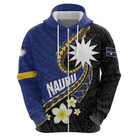 Personalised Nauru Zip Hoodie Naoero Proud Plumeria