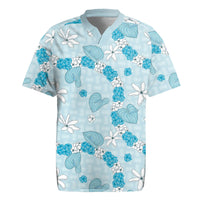 Hawaii Anthurium Tiare Pikake Lei Rugby Jersey UliUli Lauhala Art Pattern LT01 Blue - Polynesian Pride