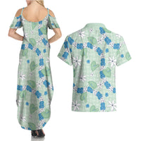 Hawaii Anthurium Tiare Pikake Lei Couples Matching Summer Maxi Dress and Hawaiian Shirt Omaomao Lauhala Art Pattern LT01 - Polynesian Pride