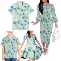 Hawaii Anthurium Tiare Pikake Lei Family Matching Off The Shoulder Long Sleeve Dress and Hawaiian Shirt Omaomao Lauhala Art Pattern LT01 - Polynesian Pride