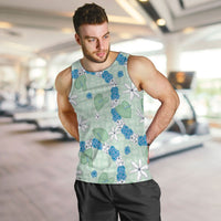 Hawaii Anthurium Tiare Pikake Lei Men Tank Top Omaomao Lauhala Art Pattern LT01 Green - Polynesian Pride