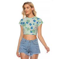 Hawaii Anthurium Tiare Pikake Lei Raglan Cropped T Shirt Omaomao Lauhala Art Pattern
