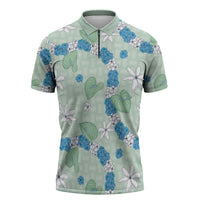 Hawaii Anthurium Tiare Pikake Lei Zipper Polo Shirt Omaomao Lauhala Art Pattern
