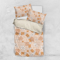 Hawaii Anthurium Tiare Pikake Lei Bedding Set Alani Lauhala Art Pattern LT01 US Twin 172cm x 218cm Orange - Polynesian Pride