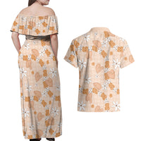 Hawaii Anthurium Tiare Pikake Lei Couples Matching Off Shoulder Maxi Dress and Hawaiian Shirt Alani Lauhala Art Pattern LT01 - Polynesian Pride