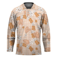 Hawaii Anthurium Tiare Pikake Lei Hockey Jersey Alani Lauhala Art Pattern